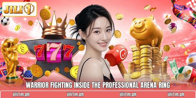 Warrior fighting inside the professional arena ring Warrior fighting inside the professional arena ring